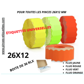 Étiquettes 26x12mm FLUO Rouge-Jaune-Orange-Rouge Meto Sato Universelles