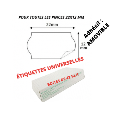 Étiquette 22x12 Blanches amovible enlevable rouleau KENDO METO 22 SATO