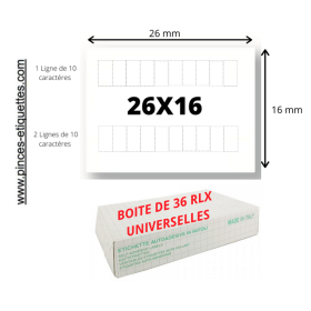 Étiquettes RECTANGLE  26X16 mm BLANCHES Meto SATO JUDO 26X16 TOVEL