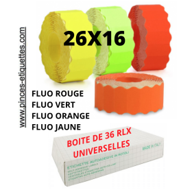 Étiquette METO 26X16 Fluo ROUGE VERT JAUNE ORANGE Couleur Étiqueteuse 26x16