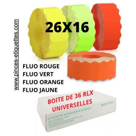 Étiquette METO 26X16 Fluo ROUGE VERT JAUNE ORANGE Couleur JUDO