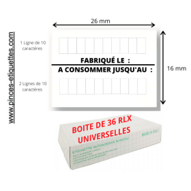 Étiquettes FABRIQUÉ LE + A CONSOMMER JUSQU'AU METO 26X16 mm  SATO TOVEL