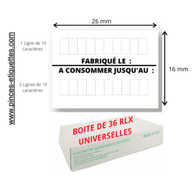 Étiquettes FABRIQUÉ LE + A CONSOMMER JUSQU'AU METO 26X16 mm SATO TOVEL