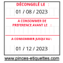 Étiquettes POUR DATE DE DÉCONGÉLATION DATE CONSOMMATION