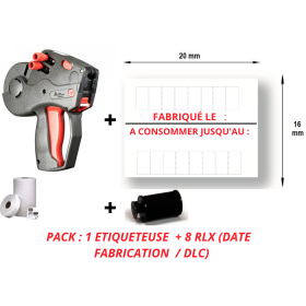 8 RLX ETIQUETTES "FABRIQUÉ LE -A CONSOMMER JUSQU'AU "+ 1 Etiqueteuse