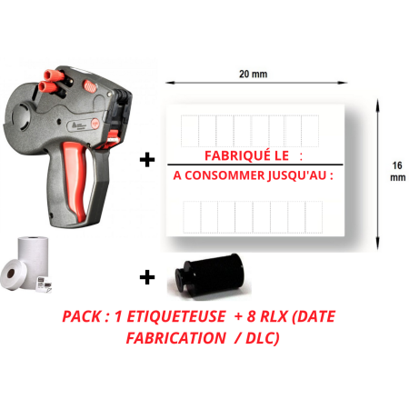8 RLX ETIQUETTES "FABRIQUÉ LE -A CONSOMMER JUSQU'AU "+ 1 Etiqueteuse
