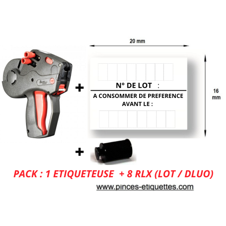 PACK : 8 RLX "N°LOT-A CONSOMMER DE PREFERENCE AVANT LE "+ 1 Etiqueteuse 1136 Avery 20x16mm