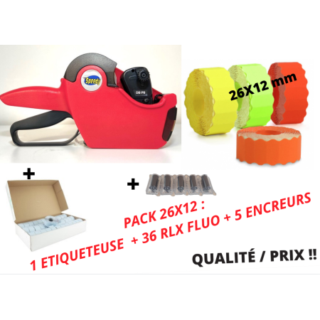 ETIQUETTE  METO 26X12 FLUO VERT FLUO JAUNE FLUO ORANGE FLUO ROUGE
