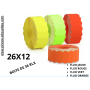 ETIQUETTE  METO 26X12 FLUO VERT FLUO JAUNE FLUO ORANGE FLUO ROUGE