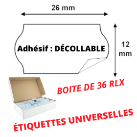 Étiquettes 26x12mm Adhésif AMOVIBLE- DÉCOLLABLE Blanches METO SATO PRINTEX