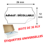Étiquettes 26x12mm Adhésif AMOVIBLE-DÉCOLLABLE Blanches METO SATO OPEN