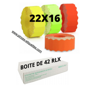 ÉTIQUETTE 22X16 MM FLUO Couleurs  VERT-ORANGE-ROUGE-JAUNE Universelles