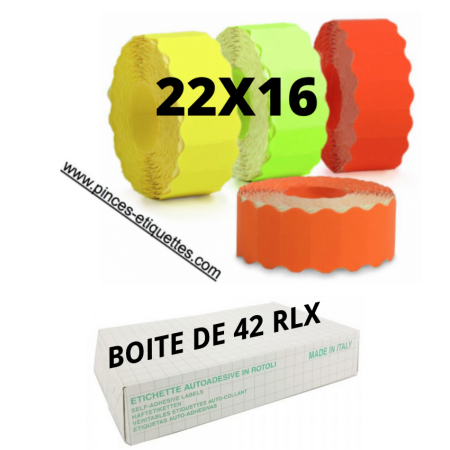 ÉTIQUETTE 22X16 MM FLUO Couleurs  VERT-ORANGE-ROUGE-JAUNE Universelles