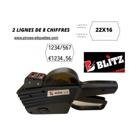 Open 22X16MM Etiqueteuse 16 chiffres Pince à étiquettes 2 lignes Meto