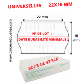 ETIQUETEUSE DATE DURABILITÉ MINIMALE N° LOT DATE UTILISATION OPTIMUM