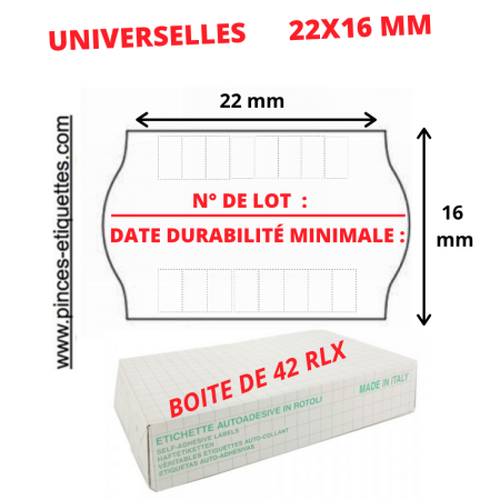 ETIQUETEUSE DATE DURABILITÉ MINIMALE N° LOT DATE UTILISATION OPTIMUM