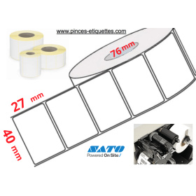 ETIQUETTES ROULEAUX 40X27 MM IMPRIMANTE TRANSFERT THERMIQUE VELIN