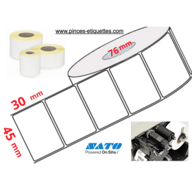 ETIQUETTES ROULEAUX 45 X 30 MM IMPRIMANTE TRANSFERT THERMIQUE VELIN