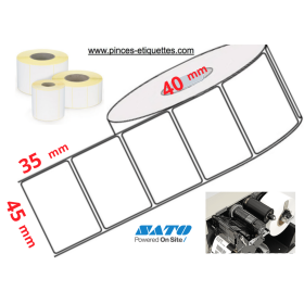 ETIQUETTES EN ROULEAUX  VELIN BLANC 45 X 35 MM IMPRIMANTE TRANSFERT