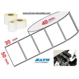 ETIQUETTES EN ROULEAUX  VELIN BLANC 50 X 30 MM IMPRIMANTE TRANSFERT