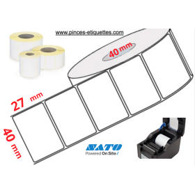 ETIQUETTES EN ROULEAUX THERMIQUE TOP BLANC 40 X 27 MM IMPRIMANTE M 40MM