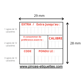 Etiquettes OEUF EXTRA FRAIS JUSQU'AU A CONSOMMER DE PREFERENCE AVANT CALIBRE PONDU LE