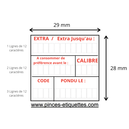 Etiquettes OEUF EXTRA FRAIS JUSQU'AU A CONSOMMER CALIBRE PONDU
