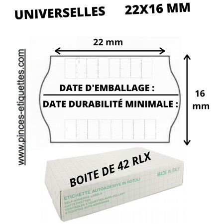 ETIQUETTTE POUR DATEUSE DATE D'EMBALLAGE  DATE DURABILITÉ MINIMALE