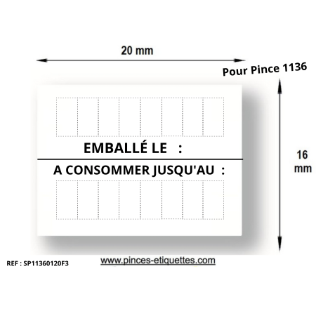 Étiquettes1136 EMBALLÉ LE A CONSOMMER JUSQU'AU Etiqueteuse Avery Paxar