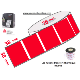 Étiquette ROUGE FLUO velin 38x38 Imprimante Paxar Avery Dennison Monach