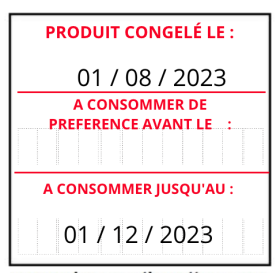 Étiquettes POUR DATE CONGÉLATION DATE CONSOMMATION