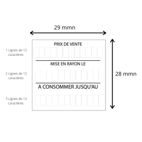 Étiquettes METO DATE PRIX  A CONSOMMER JUSQU'AU MISE EN RAYON COMMERCE