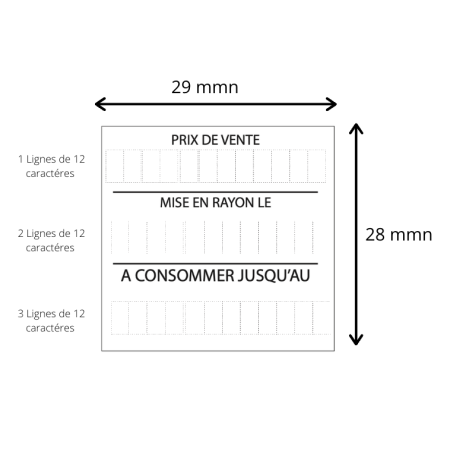 Étiquettes METO DATE PRIX  A CONSOMMER JUSQU'AU MISE EN RAYON COMMERCE