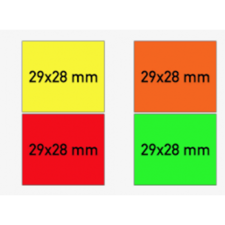 Étiquettes 29X28 mm FLUO 3 lignes Universelle Meto