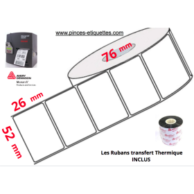 Étiquette Blanche velin 52X26 M Imprimante Paxar Avery Dennison Monach