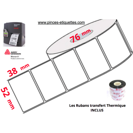Étiquette Blanche velin 52X38 M Imprimante Paxar Avery Dennison Monach