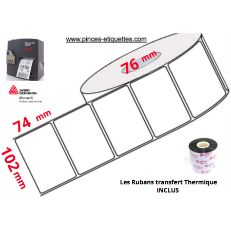 Étiquette Blanche velin 102X74  Imprimante Paxar Avery Dennison Monach