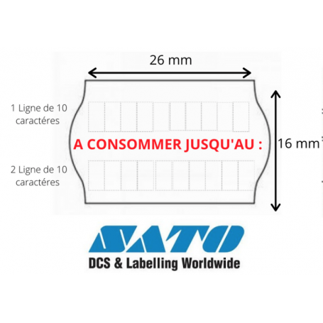 Étiquettes SATO JUDO 26 - A CONSOMMER JUSQU'AU : Étiqueteuse JUDO-METO 26x16mm