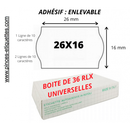 Étiquettes 26X16 mm ADHÉSIF AMOVIBLE - DÉCOLLABLE BLANCHES : Universelles