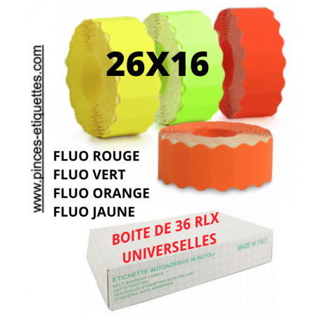Étiquettes 26X16 mm Fluo Couleur : Universelles