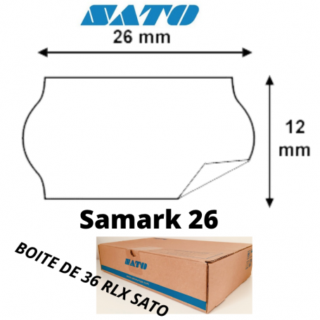 Étiquettes SATO 26x12mm Blanches pour Samark 26