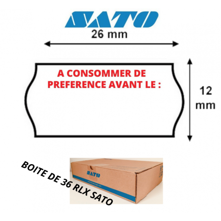 Étiquettes SATO 26x12mm A CONSOMMER DE PREFERENCE AVANT LE : KENDO 26