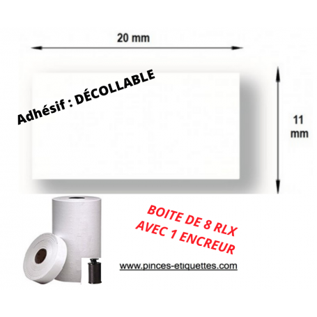 Etiquettes Décollable Blanche Compatible Étiqueteuse AVERY PAXAR 20X11mm