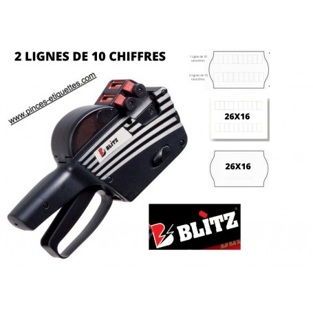 Etiqueteuse BLITZ 26X16mm 20 Chiffres : 2 Lignes