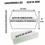ÉTIQUETTES 2 LIGNES : DATE FABRICATION + DATE DURABILITÉ MINIMALE - UNIVERSELLES 22X16 MM