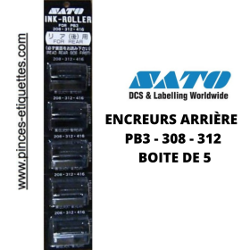 Rouleaux Encreurs ARRIÈRE SATO : Etiqueteuses PB 3 208 -312  boite de 5 Tampons