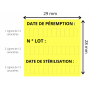 Étiqueteuse pour Stérilisation 3 lignes : Date Stérilisation - Numéro Lot - Date Péremption . Format 29x28 mm