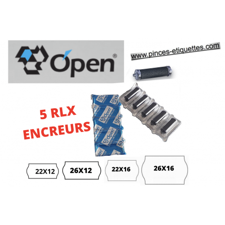 5 RLX ENCREURS ETIQUETEUSE OPEN DATA: FORMAT 22X12-22X16-26X12-26X16 : 1/2 LIGNES
