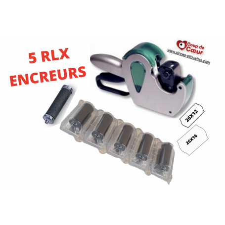 5 RLX ENCREURS Etiqueteuse SKY: Format 26x12 et 26x16 : 1/2 lignes