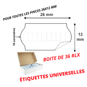 Étiquettes 26x12mm Blanches : Universelles ETIQUETEUSE 26X12 METO SATO